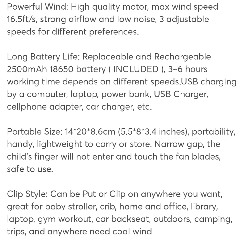 Battery Operated/Rechargeable Mini Fan - Picture 8 of 8